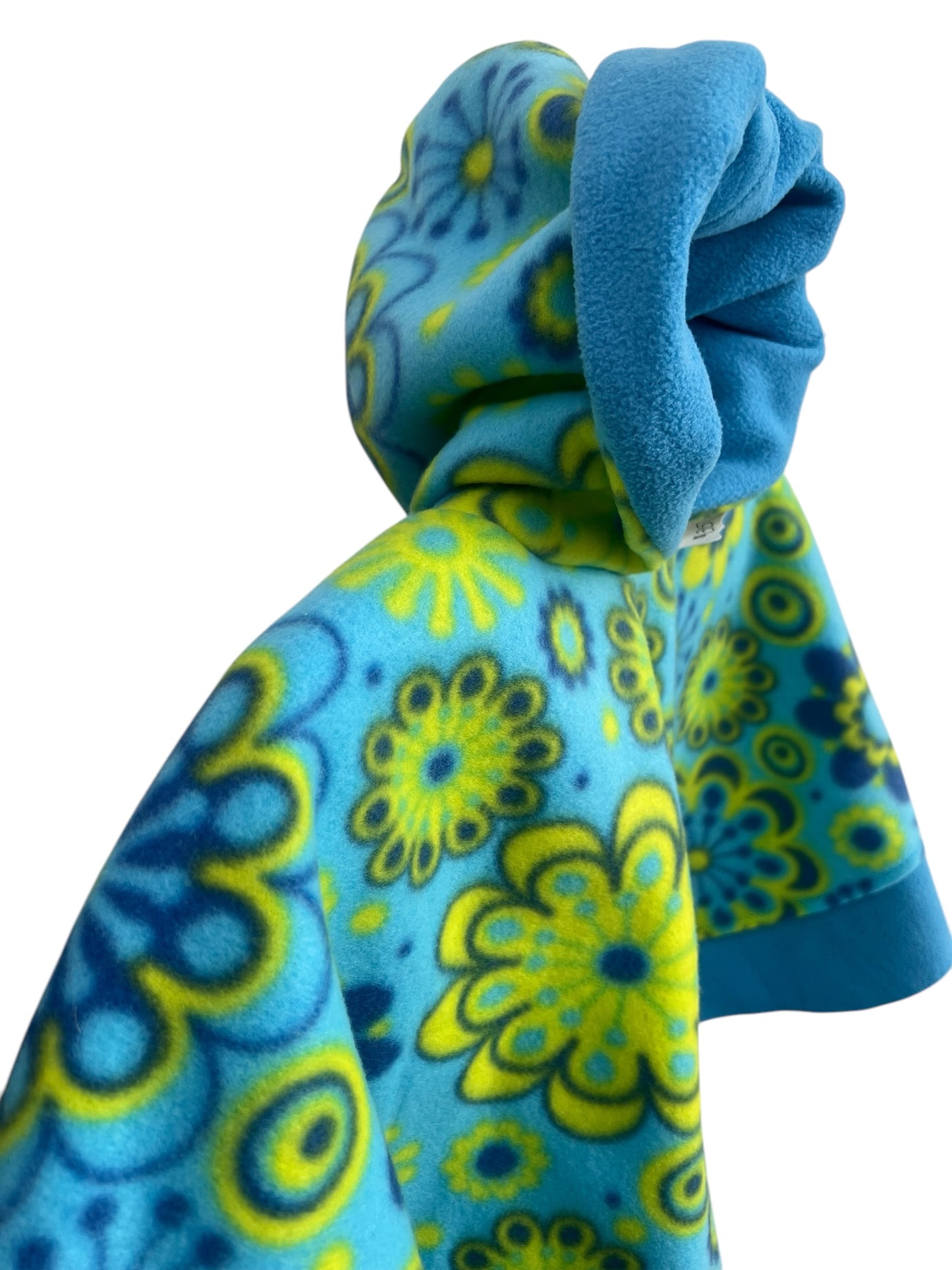 12-24 Month Car Seat Poncho- Light blue and lime green flowers