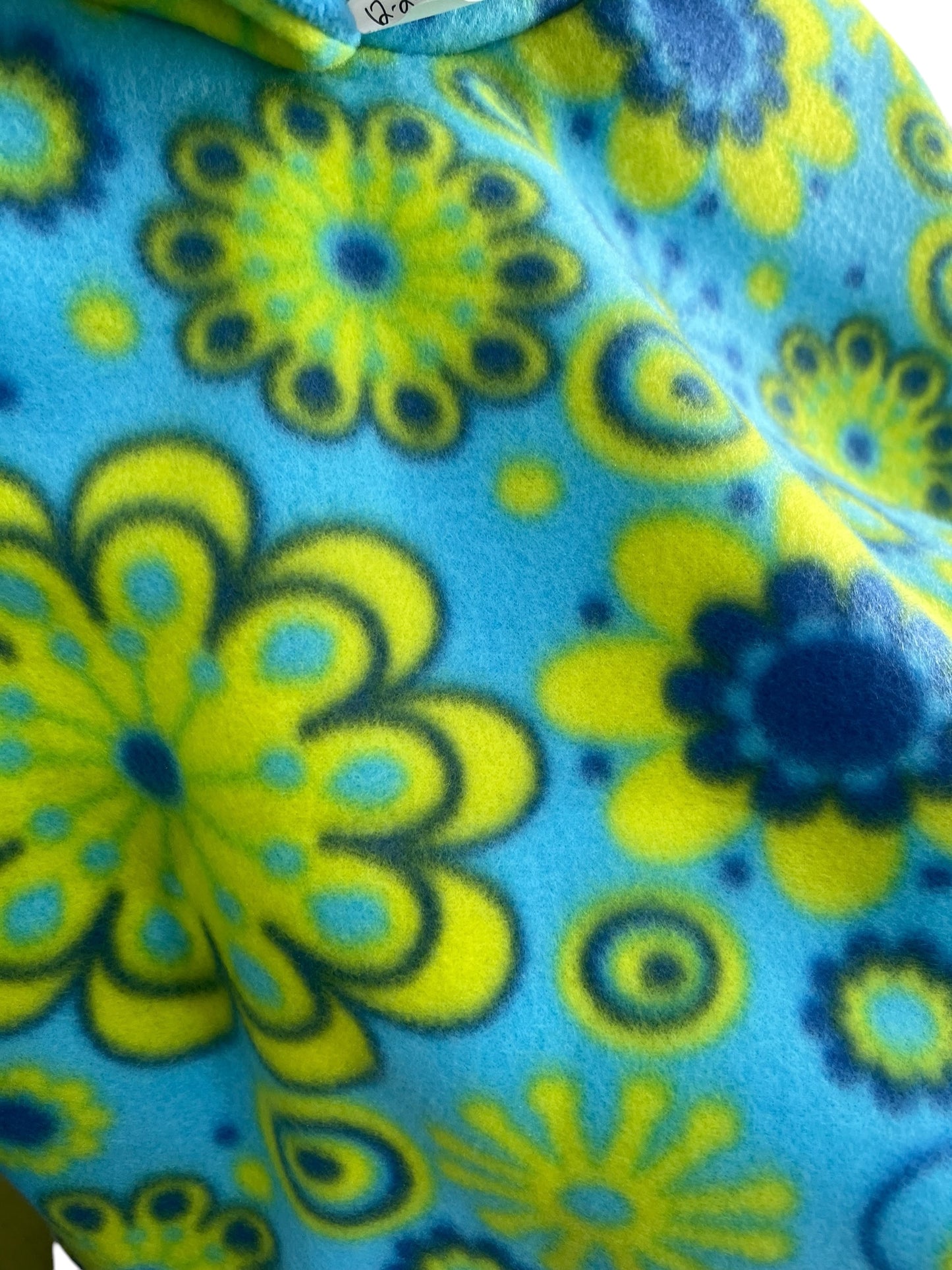 12-24 Month Car Seat Poncho- Light blue and lime green flowers