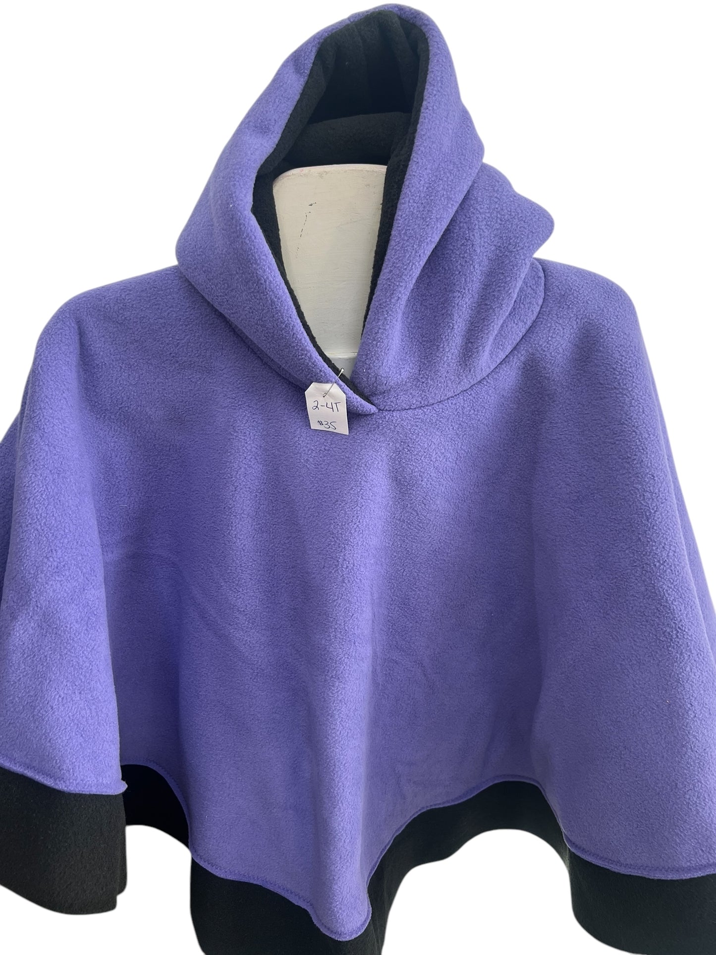 2t-4t Poncho Medium Purple with Black Lining