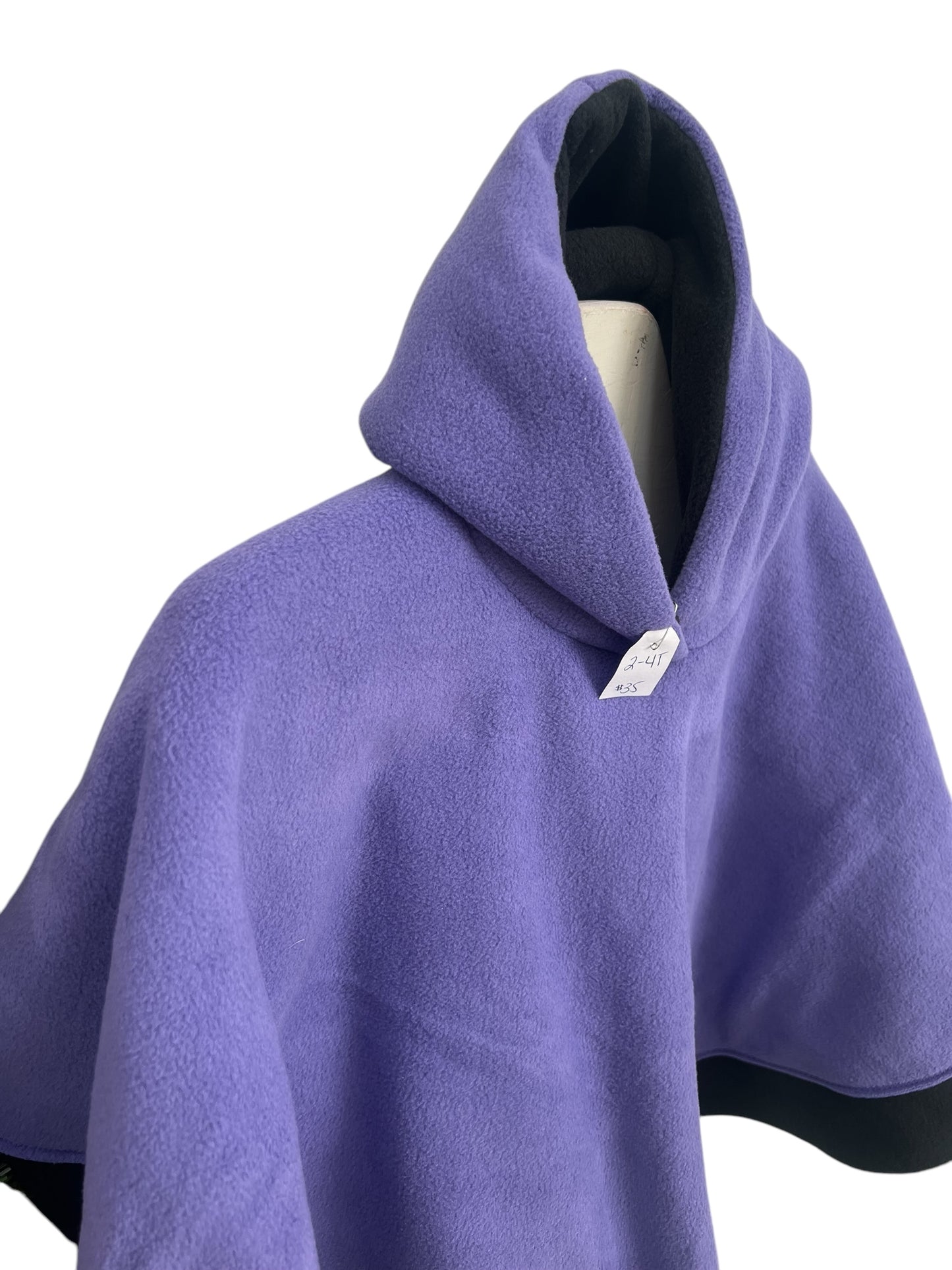 2t-4t Poncho Medium Purple with Black Lining