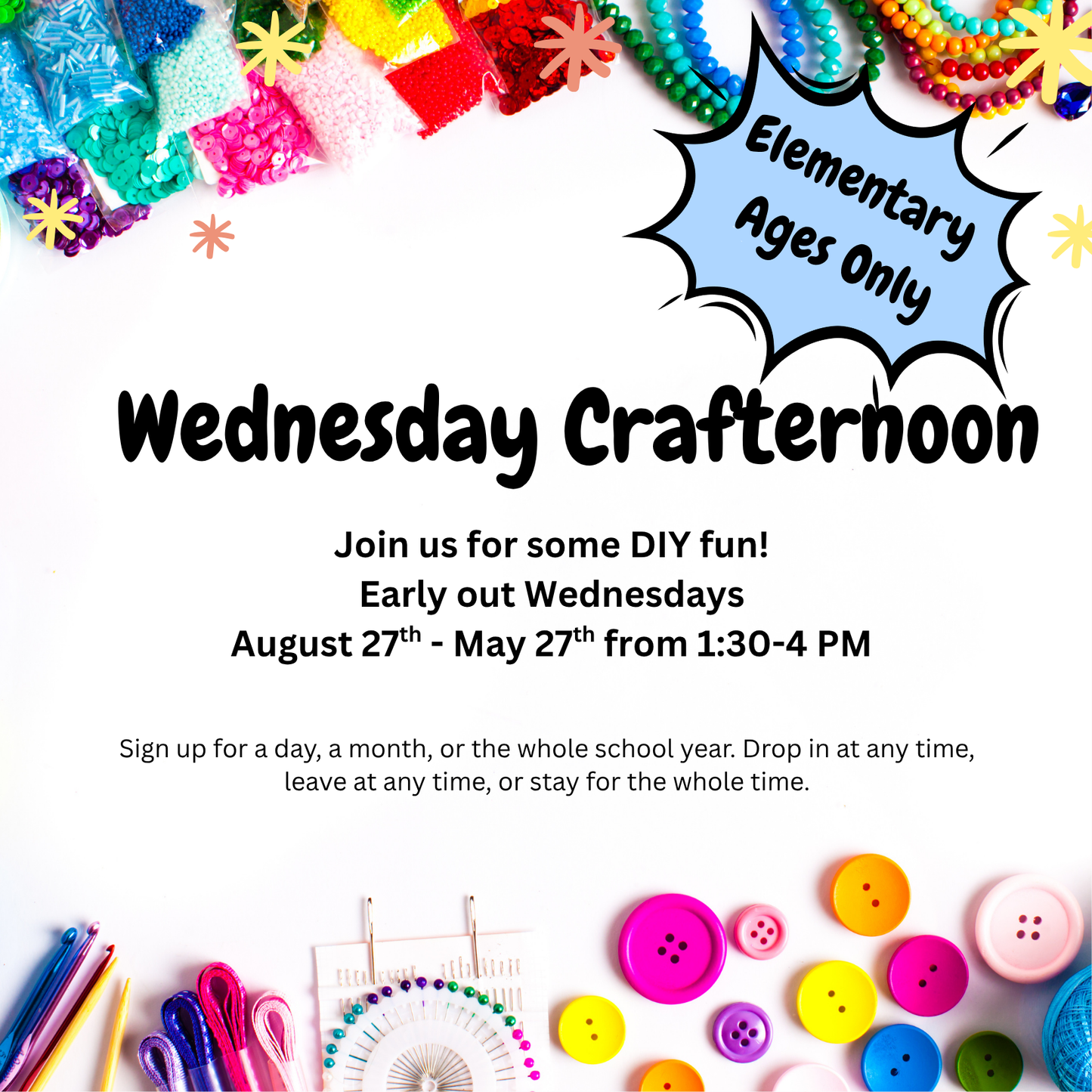 Wednesday Crafternoon Club K-5 25-26 School Year