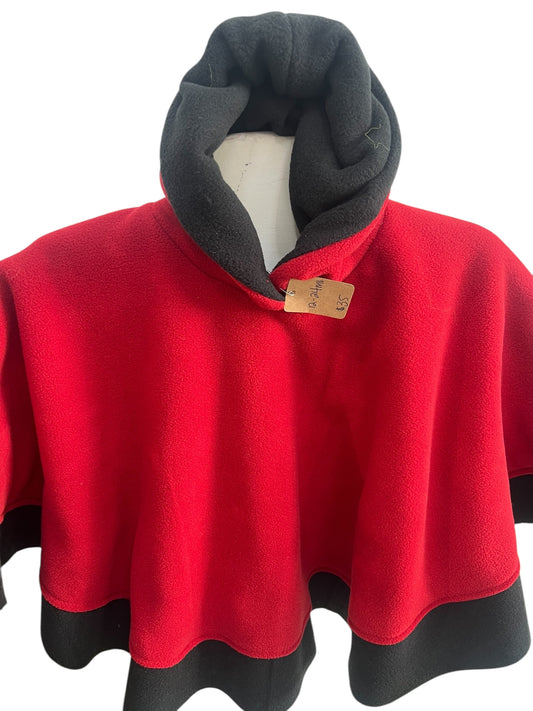 12-24 Month Car Seat Poncho- Solid Red with Black Lining