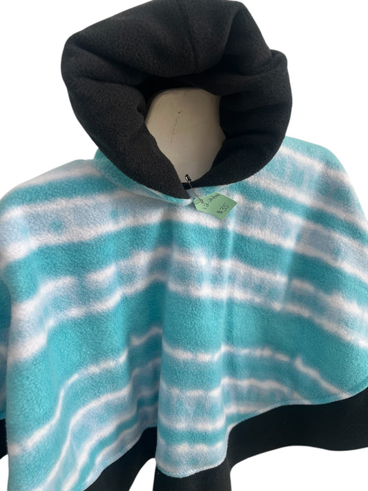 12-24 Month Car Seat Poncho-Aqua and White Striped
