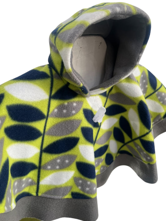 6-12 Month Poncho-Green and Blue Leaves