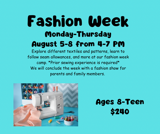 Fashion Week Sewing Camp August 5-8