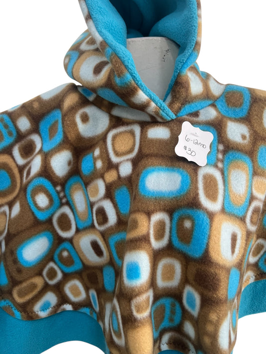6-12 Month Car Seat Poncho-Brown and Blue Squares