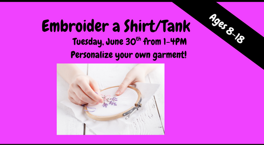 Single Day Embroidery Camp June 30th