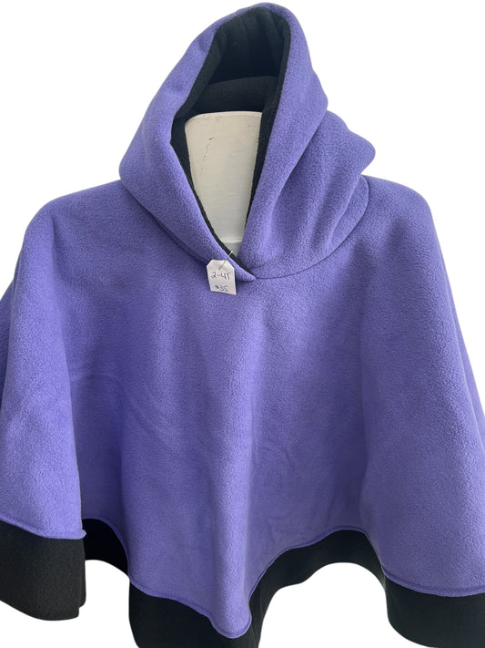 2t-4t Poncho Medium Purple with Black Lining