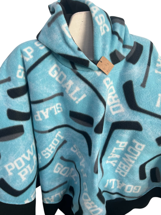 6-8 year old Hockey/Slap Shot Poncho with Black Lining
