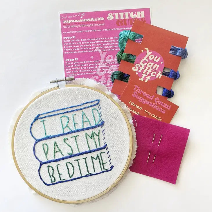 I Read Past My Bedtime Embroidery Kit